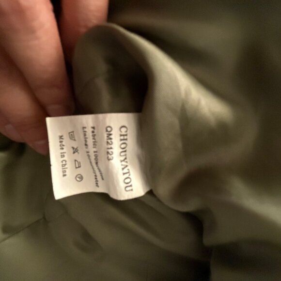 Green Studded Moto Jacket With Asymmetrical Zipper Womens M Cotton Blend Edgy De - Picture 9 of 9